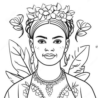 Frida Kahlo With Flowers Coloring Page 2352-1925