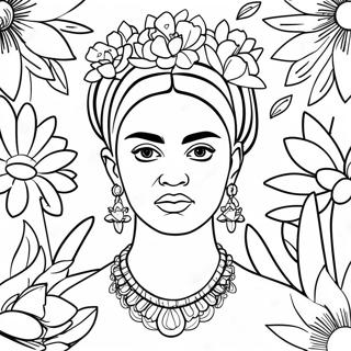 Frida Kahlo With Flowers Coloring Page 2352-1926