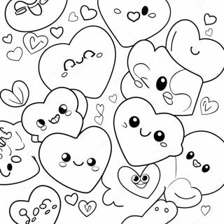 Candy Hearts With Cute Faces Coloring Page 23591-18951