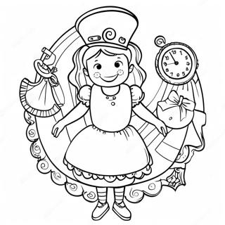 Steampunk Alice In Wonderland Coloring Page 23601-18958