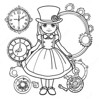 Alice In Steampunk Outfit Coloring Page 23602-18965