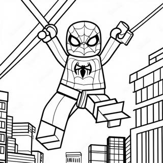 Lego Spiderman Swinging Through The City Coloring Page 2362-1934