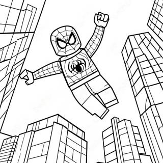 Lego Spiderman Swinging Through The City Coloring Page 2362-1935