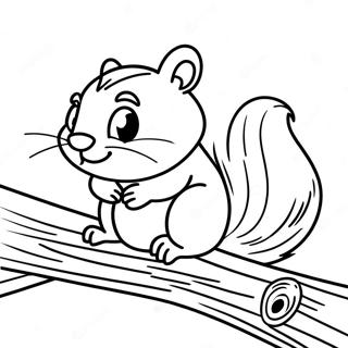 Cute Chipmunk Sitting On A Log Coloring Page 23642-18994