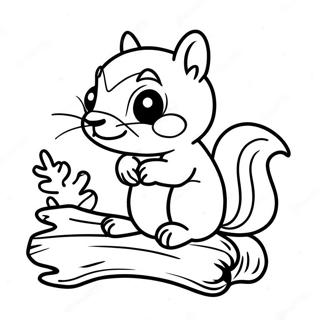 Cute Chipmunk Sitting On A Log Coloring Page 23642-18995