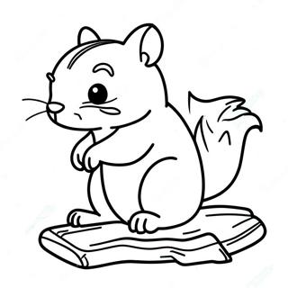 Cute Chipmunk Sitting On A Log Coloring Page 23642-18996