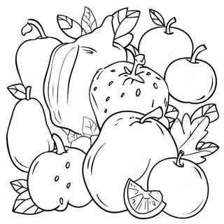 Colorful Fruits And Vegetables Coloring Page 23652-19001