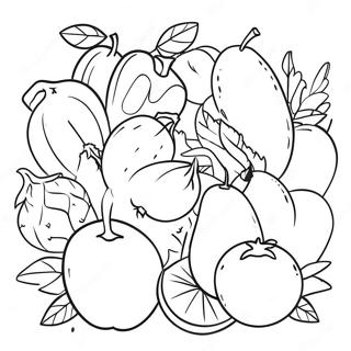 Colorful Fruits And Vegetables Coloring Page 23652-19003