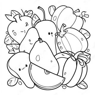 Colorful Fruits And Vegetables Coloring Page 23652-19004