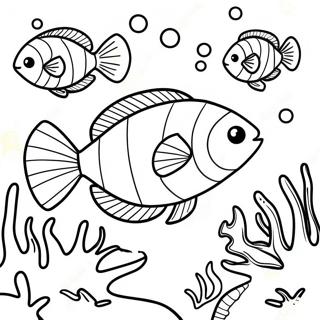 Colorful Fish Swimming In Coral Reef Coloring Page 23662-19009