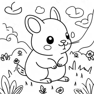 Cute Chinchilla In A Flower Field Coloring Page 23692-19031