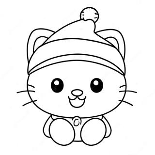 Festive Hello Kitty With Santa Hat Coloring Page 23762-19090