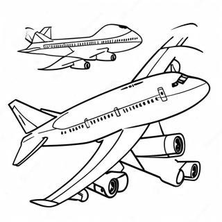 Colorful 747 Airplane In Flight Coloring Page 23782-19104