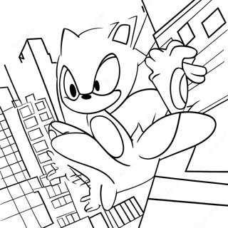 Sonic Spiderman Swinging Through City Coloring Page 23822-19139