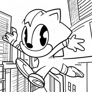 Sonic Spiderman Swinging Through City Coloring Page 23822-19140