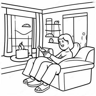 Cozy Movie Night Scene Coloring Page 23882-19185