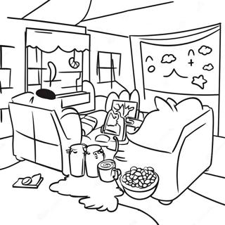 Cozy Movie Night Scene Coloring Page 23882-19187