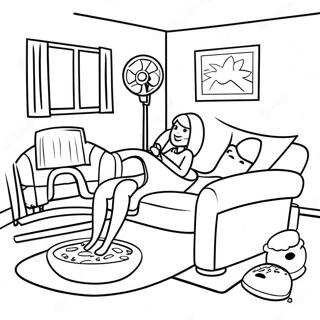 Cozy Movie Night Scene Coloring Page 23882-19188