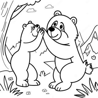 Grizzly Bear Playing With Friends Coloring Page 23962-19248