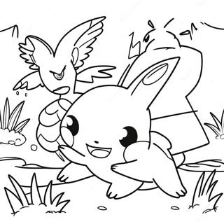 Detailed Pokemon Battle Scene Coloring Page 24012-19289