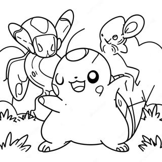 Detailed Pokemon Battle Scene Coloring Page 24012-19290