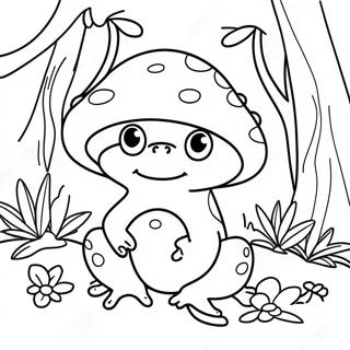 Adorable Mushroom Frog In A Forest Coloring Page 24022-19298