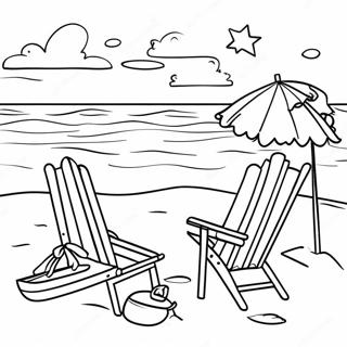 Preppy Summer Beach Scene Coloring Page 24081-19340