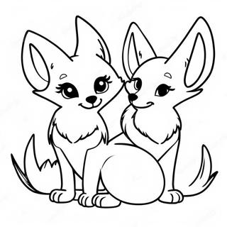 Cute Fennec Fox Family Coloring Page 24092-19353