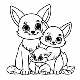 Cute Fennec Fox Family Coloring Page 24092-19354