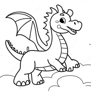 Happy Dragon Flying In The Sky Coloring Page 24122-19380