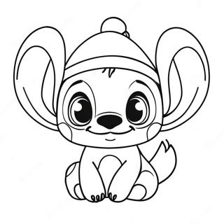 Adorable Stitch With Santa Hat Coloring Page 2412-1973