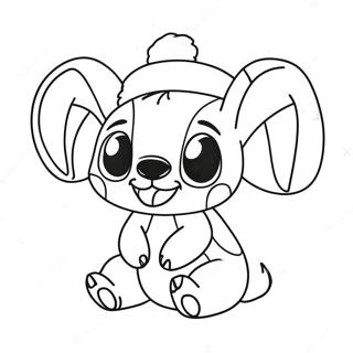 Adorable Stitch With Santa Hat Coloring Page 2412-1974