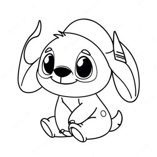 Adorable Stitch With Santa Hat Coloring Page 2412-1975