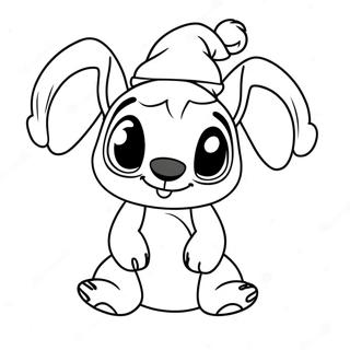 Adorable Stitch With Santa Hat Coloring Page 2412-1976