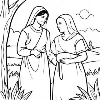 Ruth And Naomi Heartwarming Scene Coloring Page 24131-19383