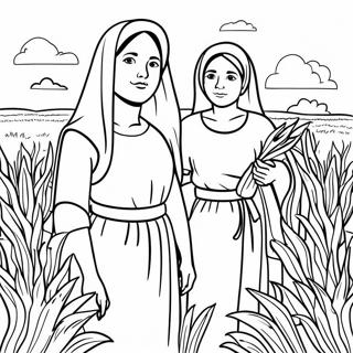 Ruth And Naomi In The Fields Coloring Page 24132-19386