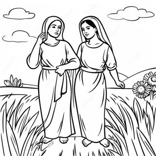 Ruth And Naomi In The Fields Coloring Page 24132-19387