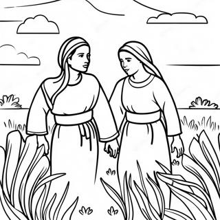 Ruth And Naomi In The Fields Coloring Page 24132-19388