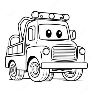 Cute Tow Truck With Smiling Face Coloring Page 24142-19393