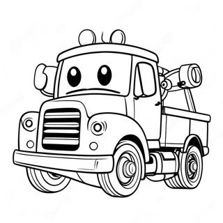 Cute Tow Truck With Smiling Face Coloring Page 24142-19394