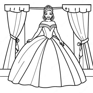 Elegant Black Princess In A Ball Gown Coloring Page 24192-19433