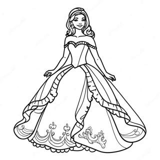 Elegant Black Princess In A Ball Gown Coloring Page 24192-19434