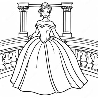 Elegant Black Princess In A Ball Gown Coloring Page 24192-19435