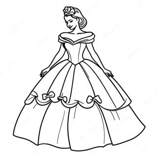 Elegant Black Princess In A Ball Gown Coloring Page 24192-19436