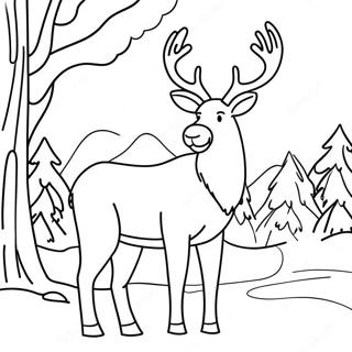 Realistic Reindeer In Winter Wonderland Coloring Page 241-196