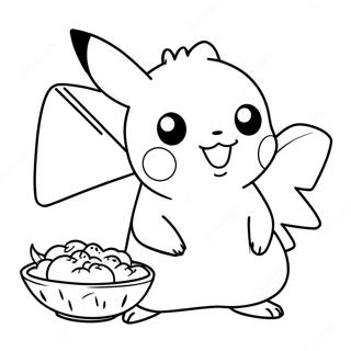 Pikachu With A Turkey Coloring Page 24322-19535