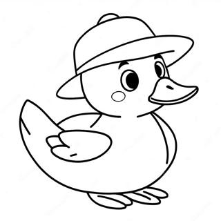 Funny Paper Duck With Hat Coloring Page 24342-19554