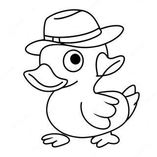 Funny Paper Duck With Hat Coloring Page 24342-19556