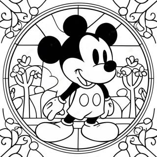 Mickey Mouse Stained Glass Coloring Page 24412-19612