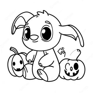 Cute Halloween Stitch With Pumpkin Coloring Page 2442-2001